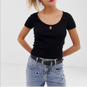 BERSHKA ribbed crop